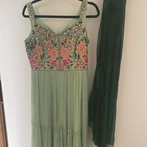 Gorgeous brand new embellished and embroidered jumpsuit in green with dupatta